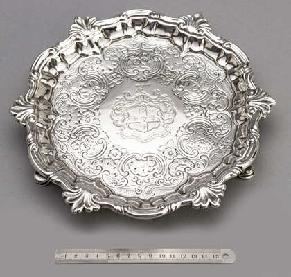 George II Silver Salver - Spero Infestis Metuo Secundis, Ludlow, Riley, Ellerton Stewart, - William Peaston
